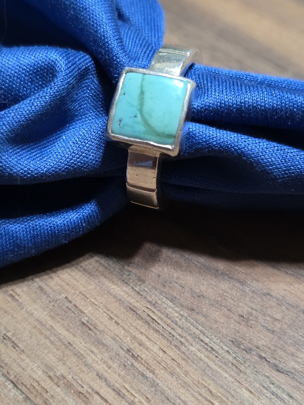 Sundance Sterling Silver Ring with Green Turquoise Square Stone